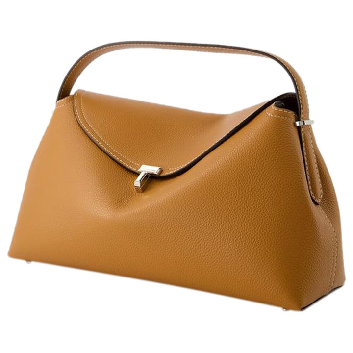 Luxury Metal Lock Pebble Handbag - High-End Shoulder Bag