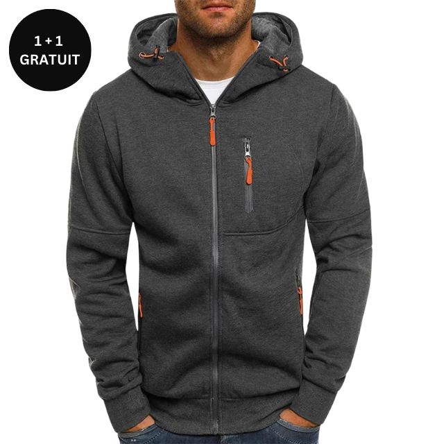 Slim Fit Hooded Zipper Sweatshirt