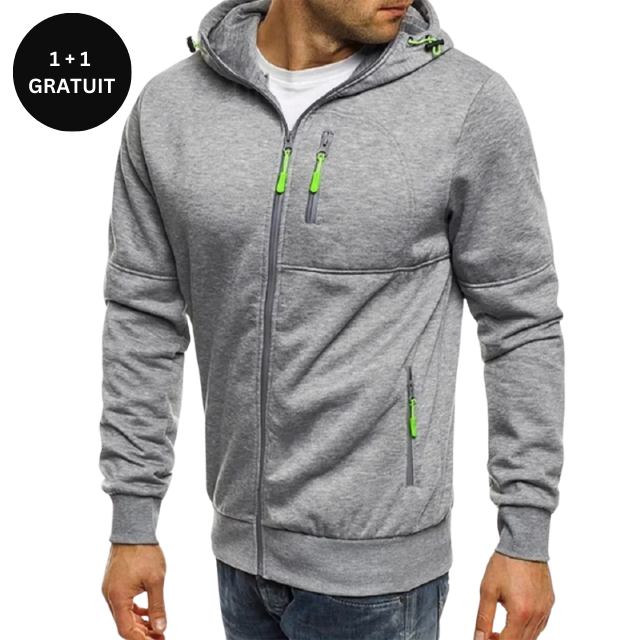 Slim Fit Hooded Zipper Sweatshirt