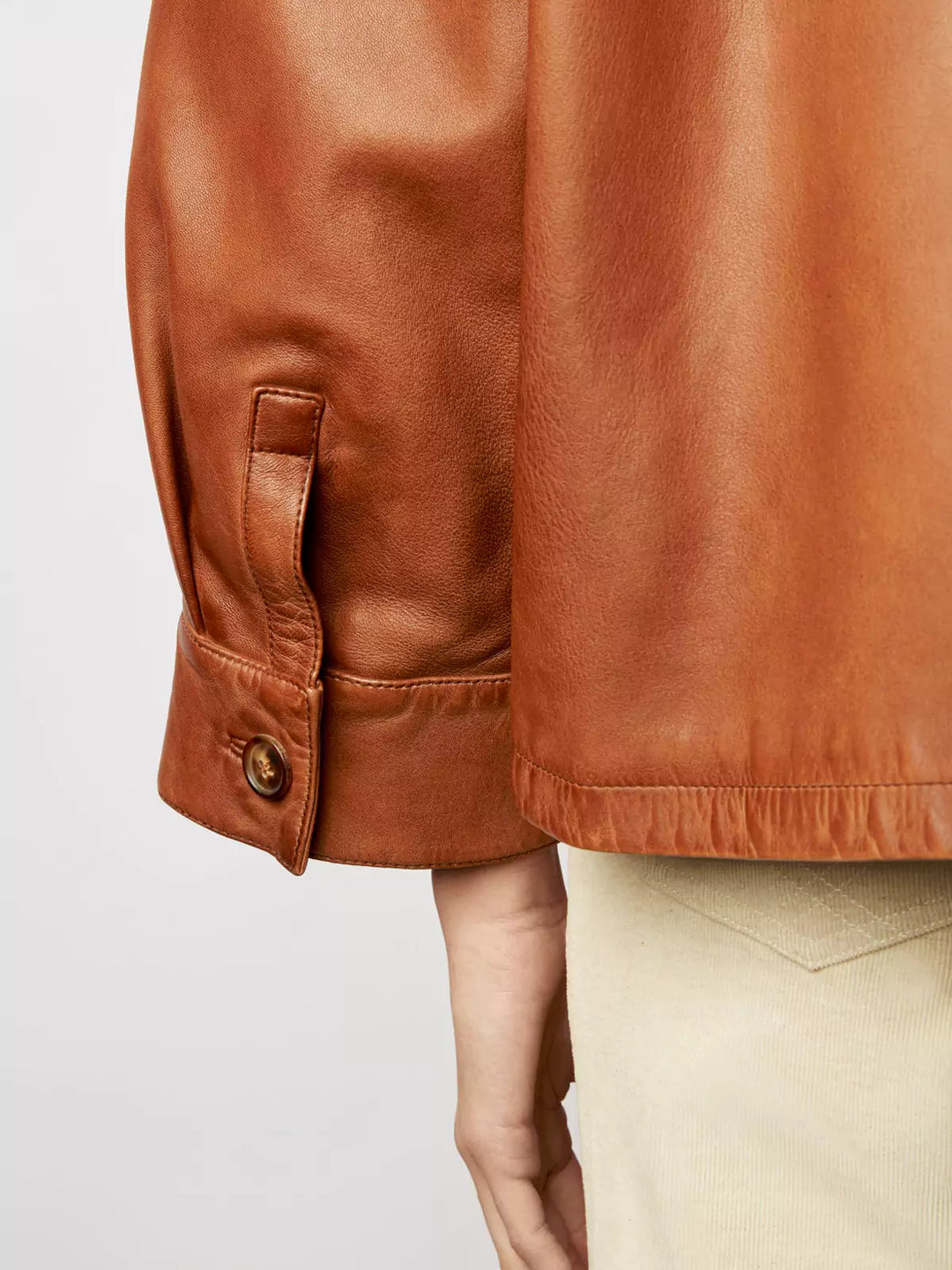 Classic Brown Faux Leather Button-Up Jacket