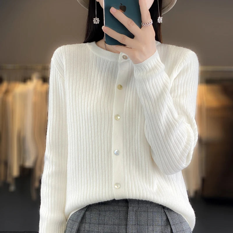 2023 Women's Cardigan Sweater Autumn/Winter Knitted Cashmere Cardigan Solid Color Single breasted Women's Sweater Coat Top