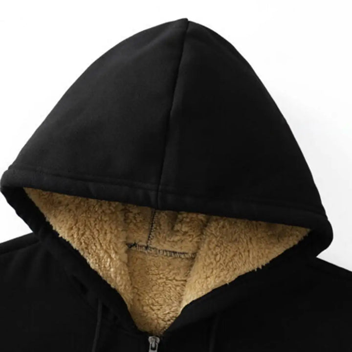 Trendy Lamb Wool Lined Zipper Hoodie Jacket