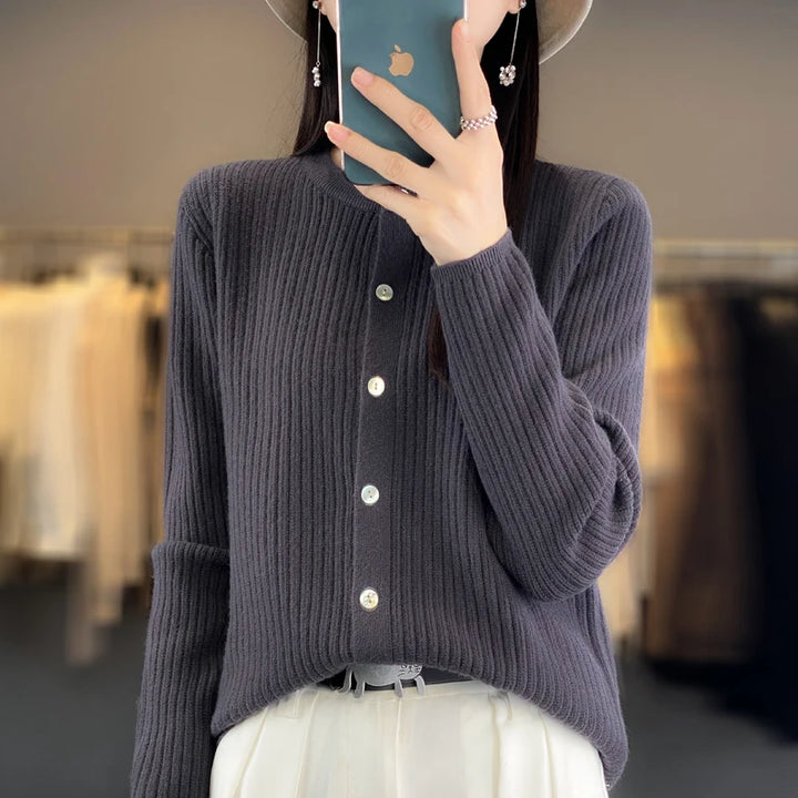 2023 Women's Cardigan Sweater Autumn/Winter Knitted Cashmere Cardigan Solid Color Single breasted Women's Sweater Coat Top