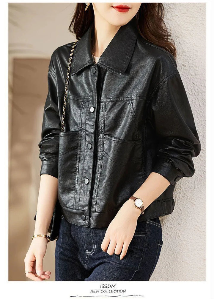 Versatile Faux Leather Button-Up Jacket – Multiple Colors