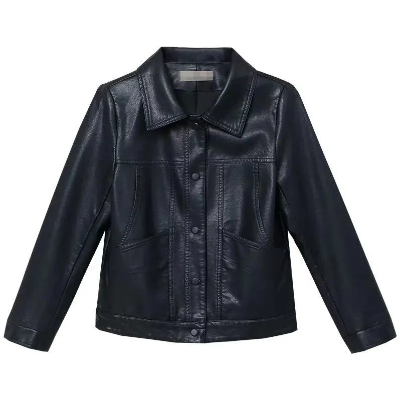 Versatile Faux Leather Button-Up Jacket – Multiple Colors