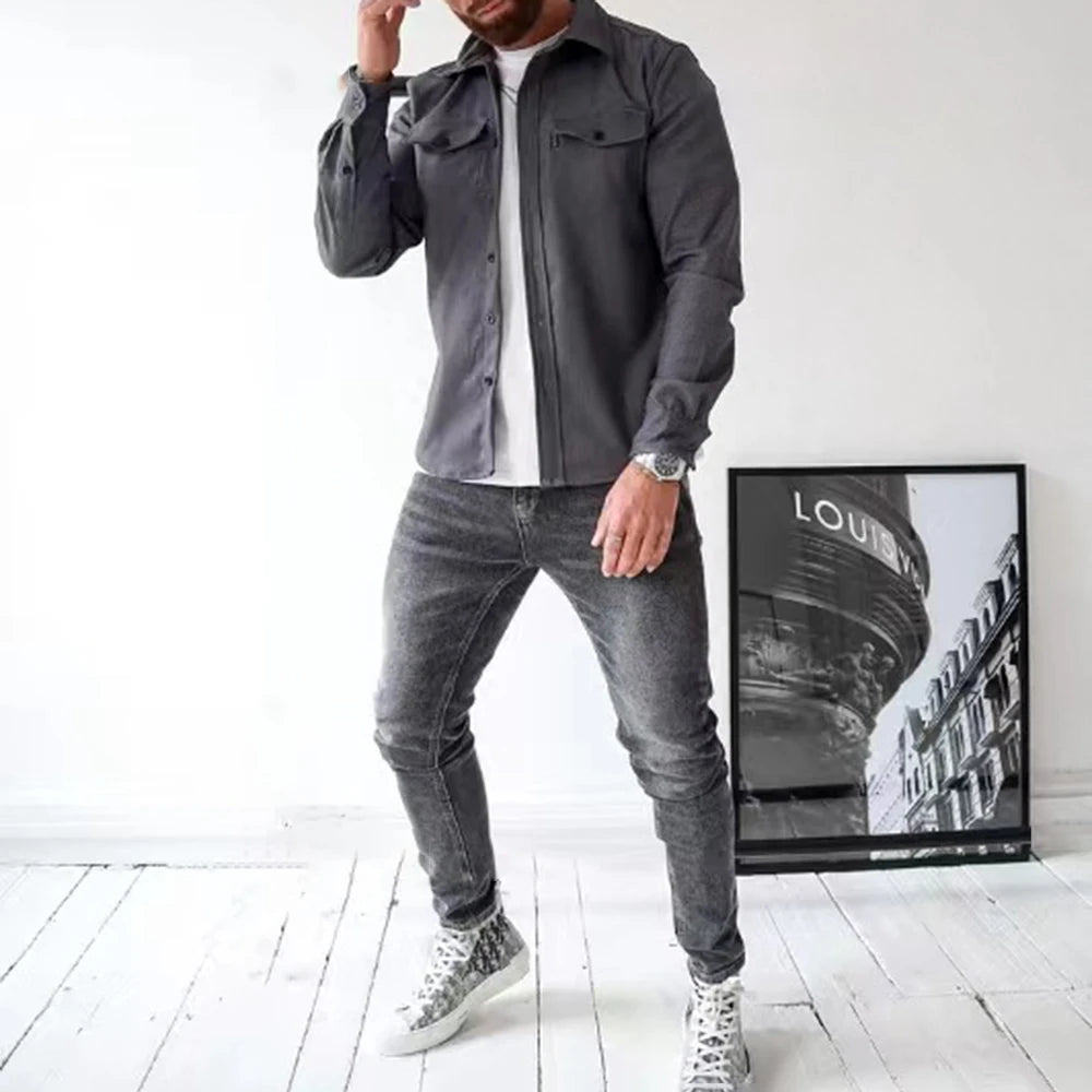 Men’s Street Style Long Sleeve Work Shirt