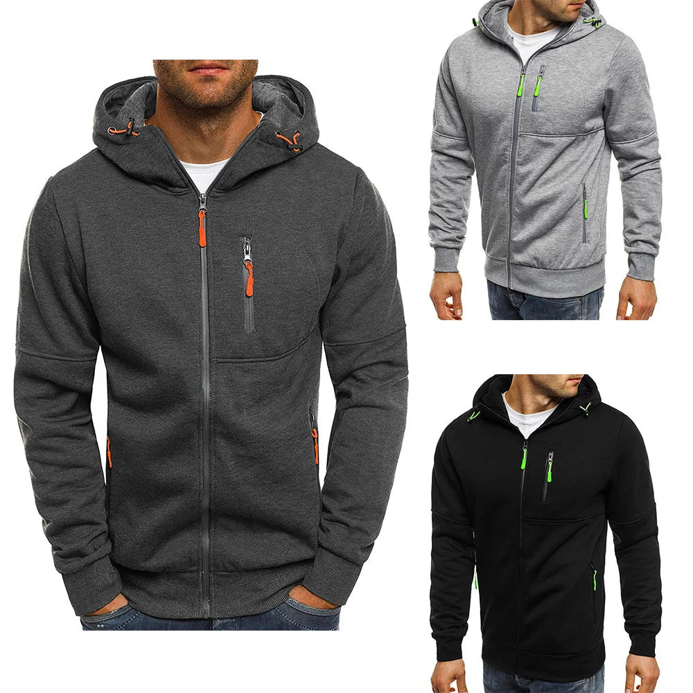 Slim Fit Hooded Zipper Sweatshirt