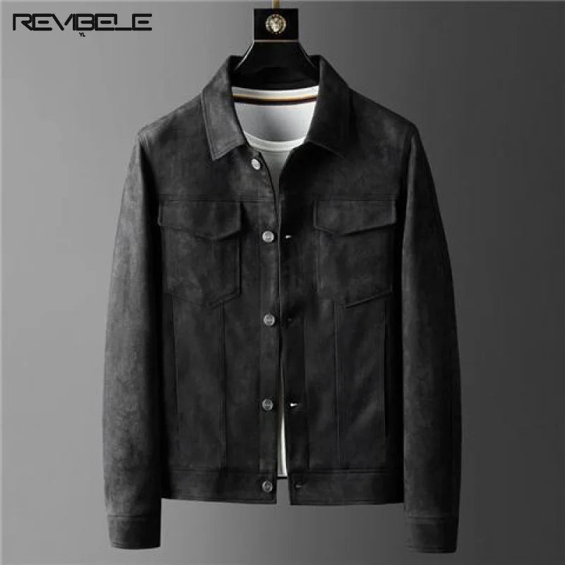 Men’s Retro Slim Fit Suede Leather Jacket