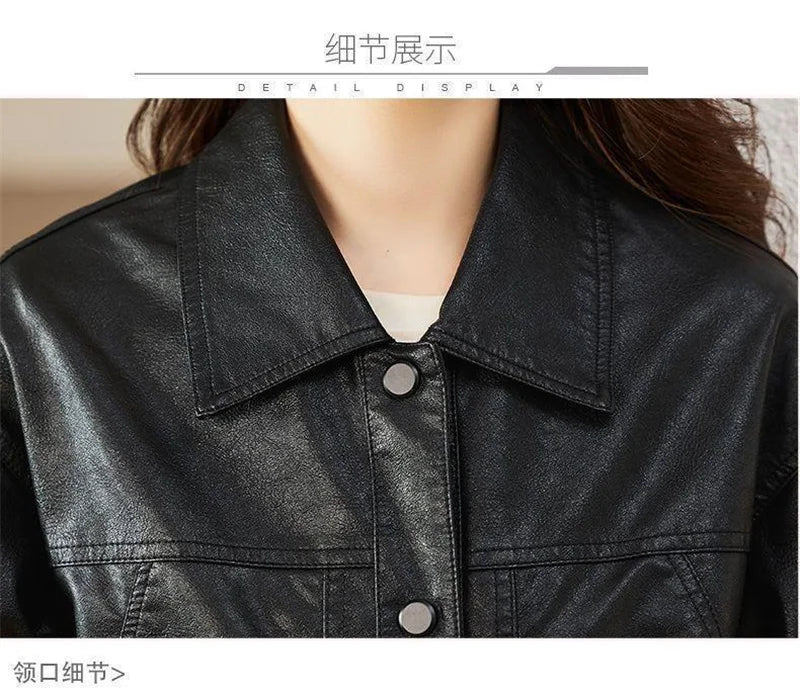 Versatile Faux Leather Button-Up Jacket – Multiple Colors