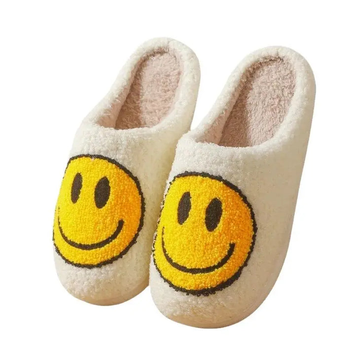 Cotton slippers female autumn and winter couple home indoor plush slippers non-slip warm clock smiley cotton slippers male