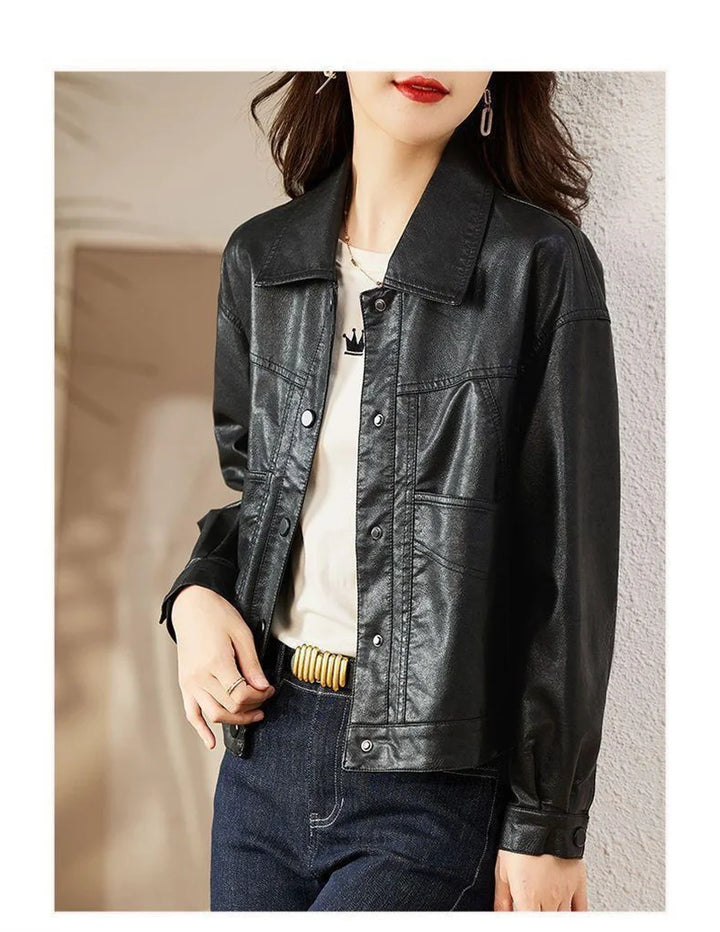 Versatile Faux Leather Button-Up Jacket – Multiple Colors