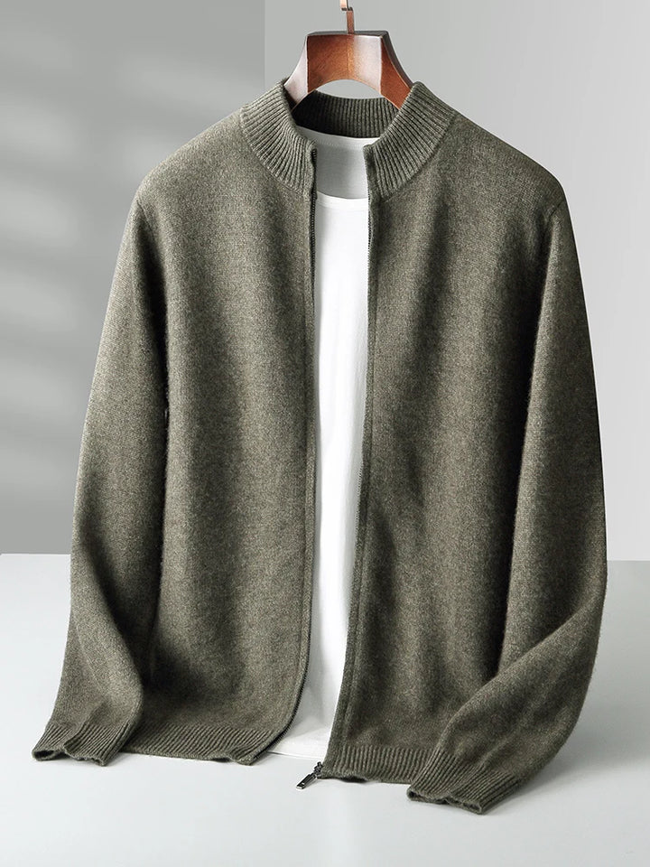 Men’s Zippered Cashmere Knit Sweater