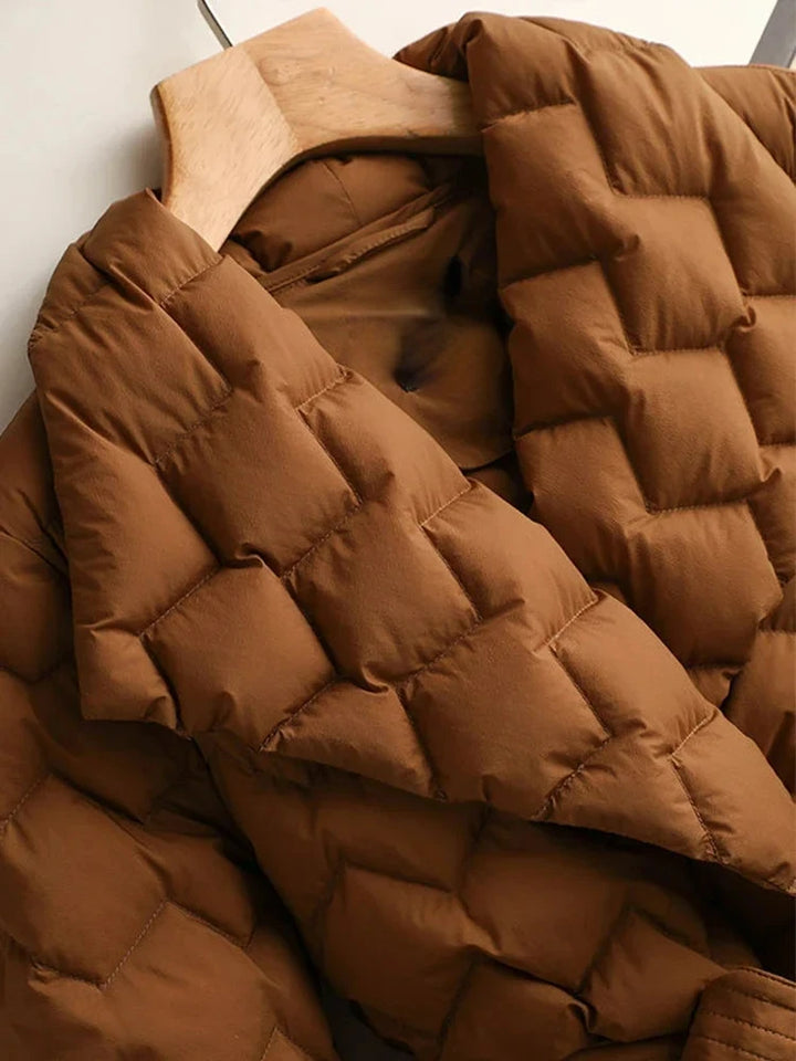 Water Wave Quilted Mid-Length Jacket