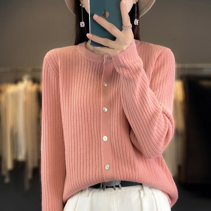 2023 Women's Cardigan Sweater Autumn/Winter Knitted Cashmere Cardigan Solid Color Single breasted Women's Sweater Coat Top