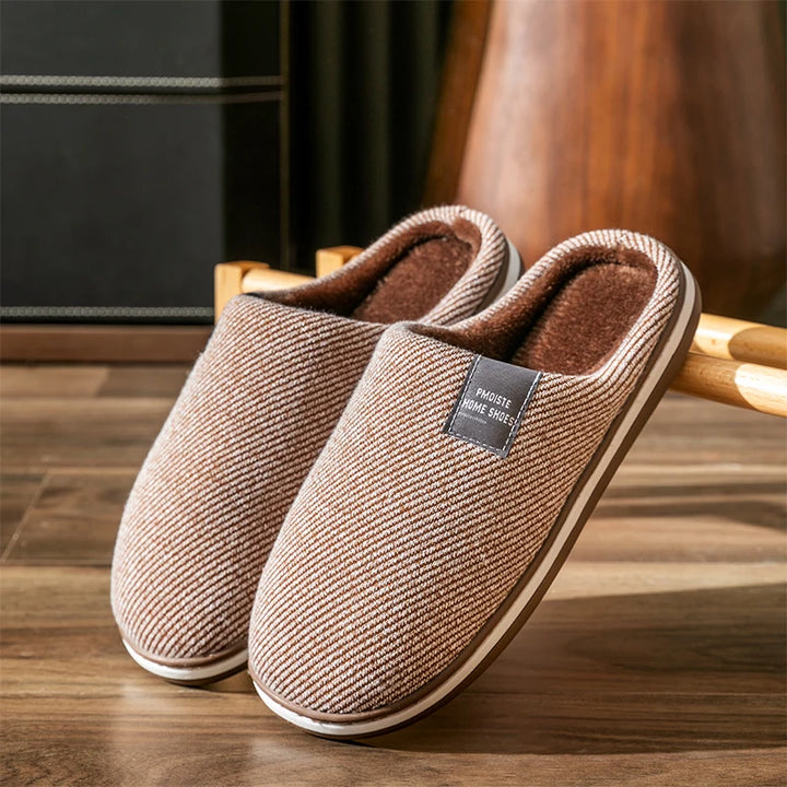 2024 Trend Men Slippers Winter Warm Cotton Slippers Male Flats Soft Non-slip Slides Household Indoor Slippers Large Size 40-51