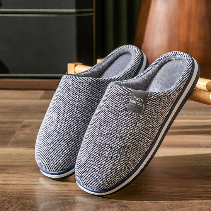 2024 Trend Men Slippers Winter Warm Cotton Slippers Male Flats Soft Non-slip Slides Household Indoor Slippers Large Size 40-51