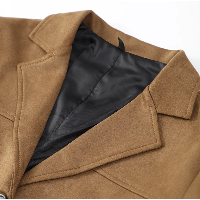 Split Suede Leather Single-Breasted Jacket