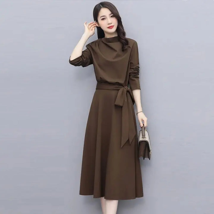 Long Sleeves Dresses Women's Elegant Midi Dresses for Women Womens Office Dress Woman Streetwear Autumn Winter Korean Style New