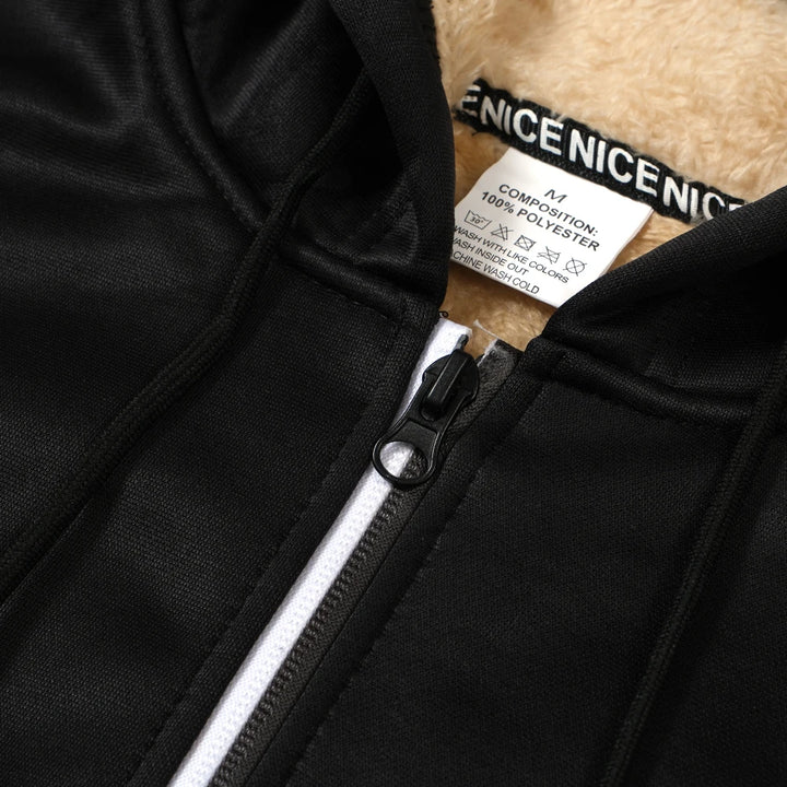 Trendy Lamb Wool Lined Zipper Hoodie Jacket