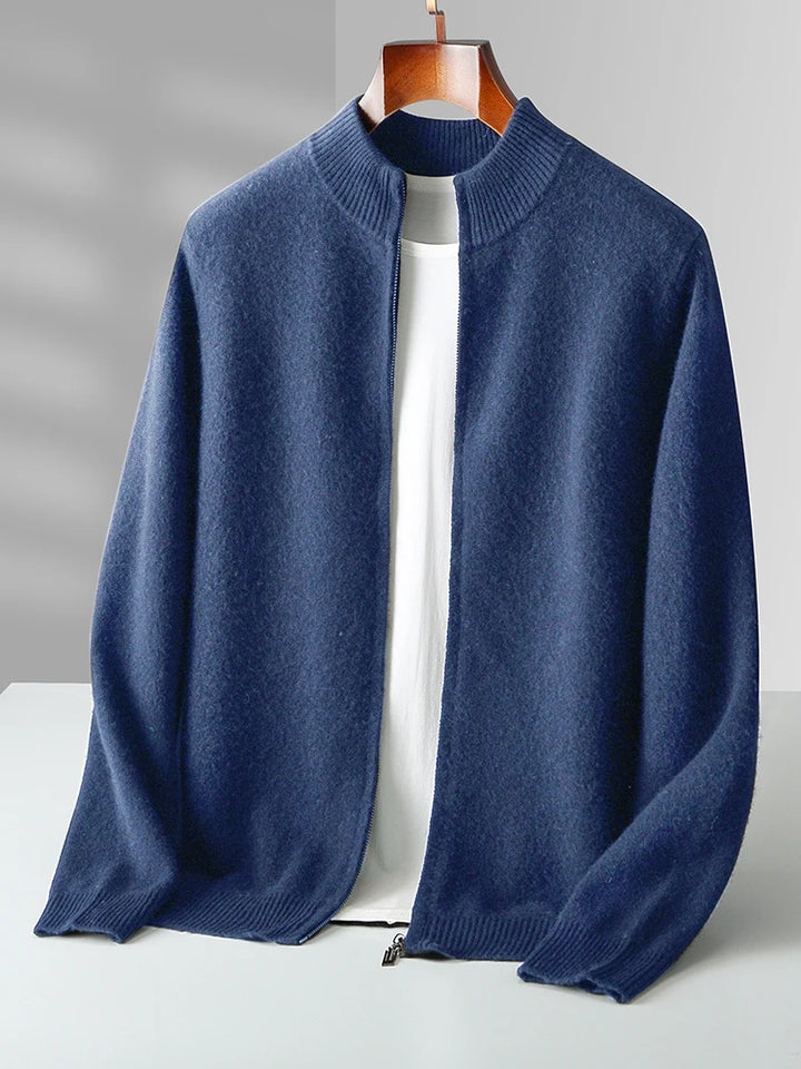 Men’s Zippered Cashmere Knit Sweater