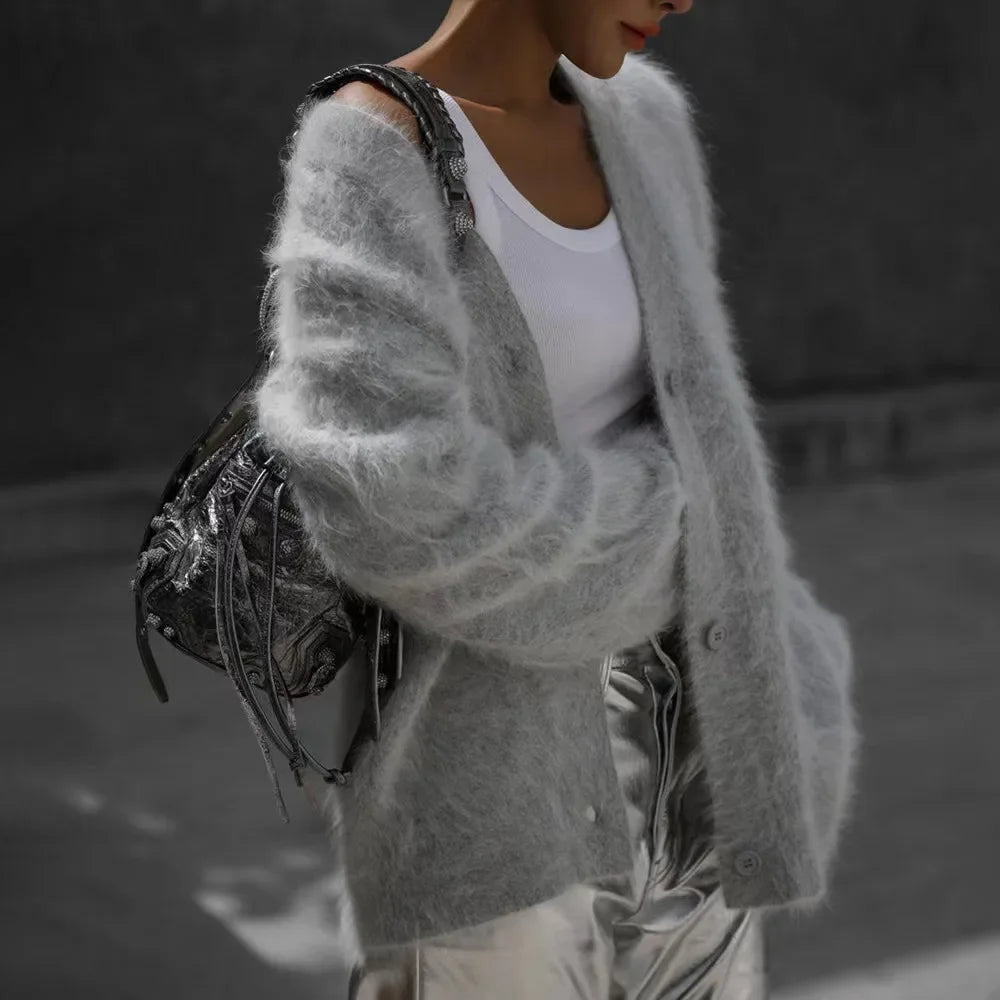 Oversized V-Neck Knit Cardigan