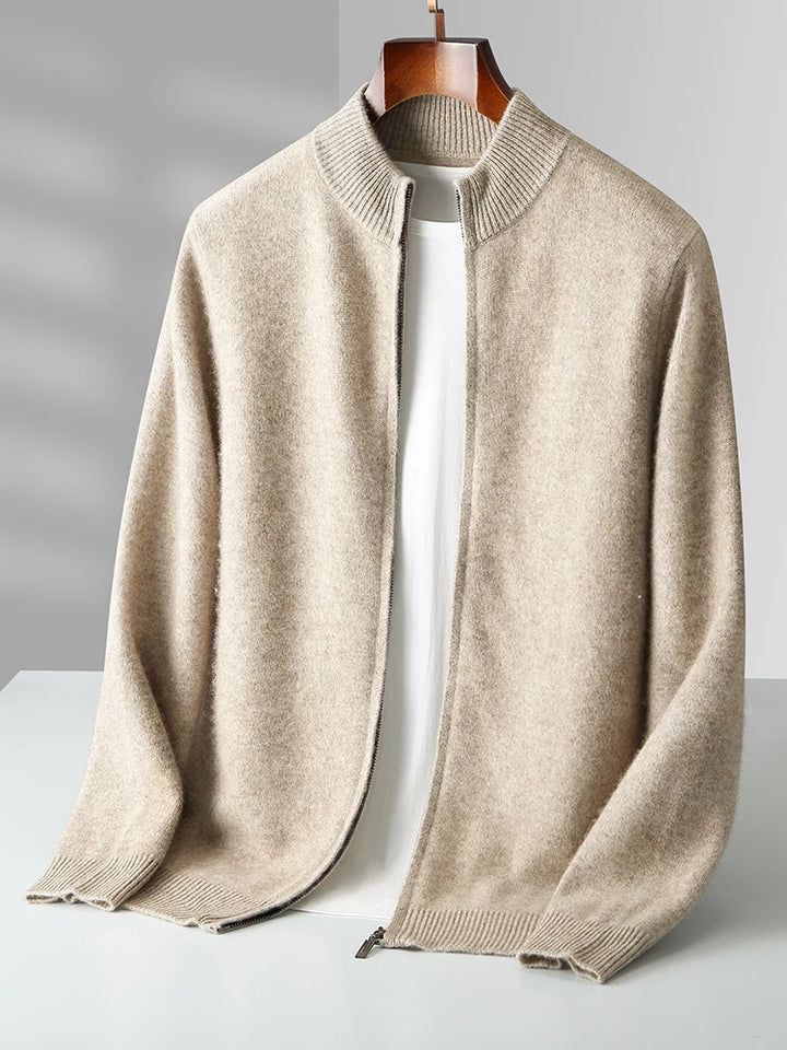 Men’s Zippered Cashmere Knit Sweater