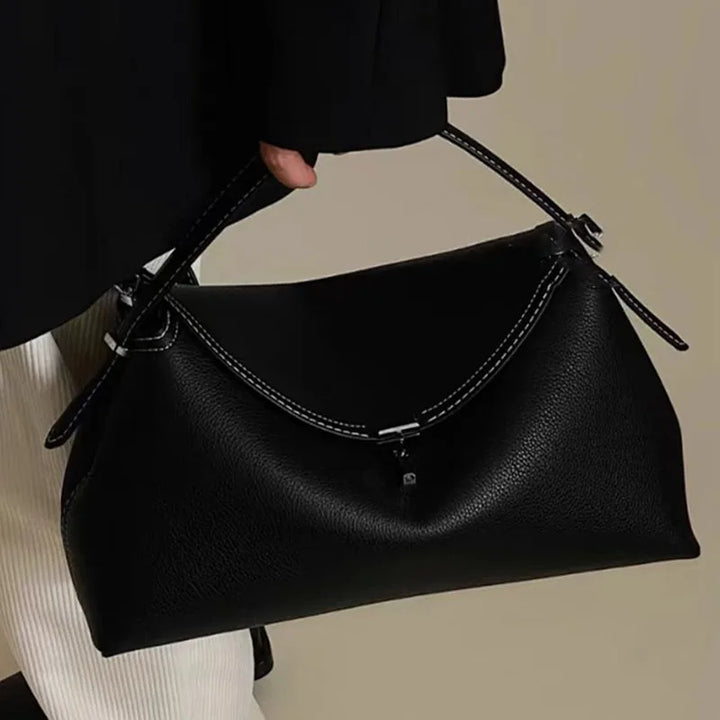 Luxury Metal Lock Pebble Handbag - High-End Shoulder Bag