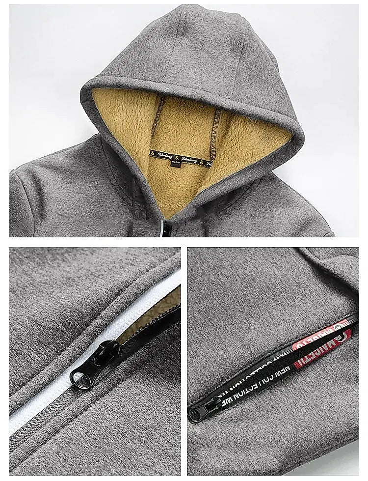 Trendy Lamb Wool Lined Zipper Hoodie Jacket