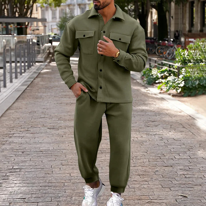 Men's Color Matching Tracksuit Set - Straight Fit for Casual & Daily Wear