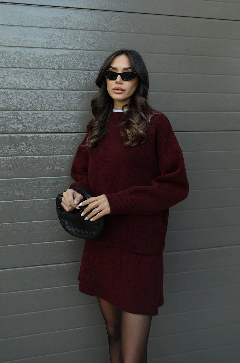 Helena Knit Skirt Suit – Two-Piece Sweater and Skirt Set