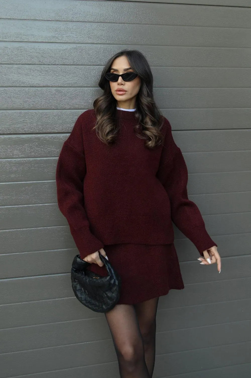 Helena Knit Skirt Suit – Two-Piece Sweater and Skirt Set