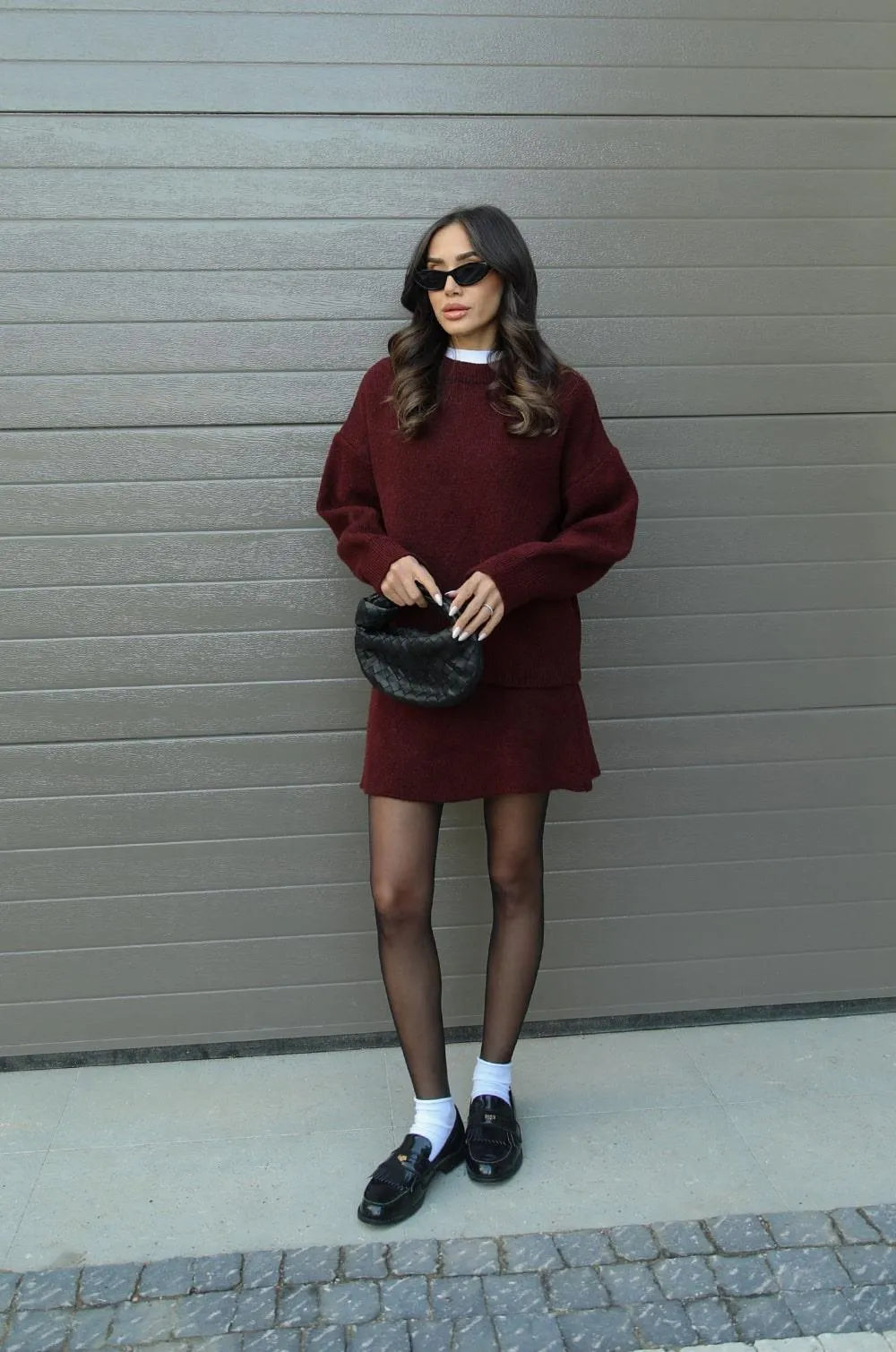 Helena Knit Skirt Suit – Two-Piece Sweater and Skirt Set